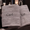 Personalised Grey Hand Towels Couples Gift Set