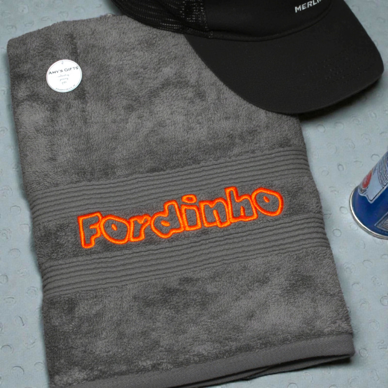 Personalised Graffiti Towel Dark Grey Bath Towel Teenage Gift