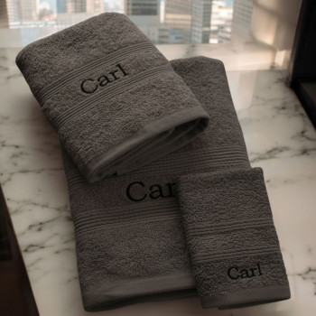Personalised Towel Bale Grey Bath Hand Flannel