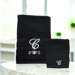 Monogram Flourish Hand and Flannel Towel Gift Set