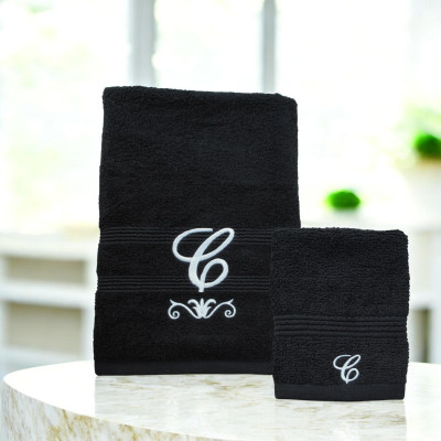 Monogram Flourish Hand and Flannel Towel Gift Set