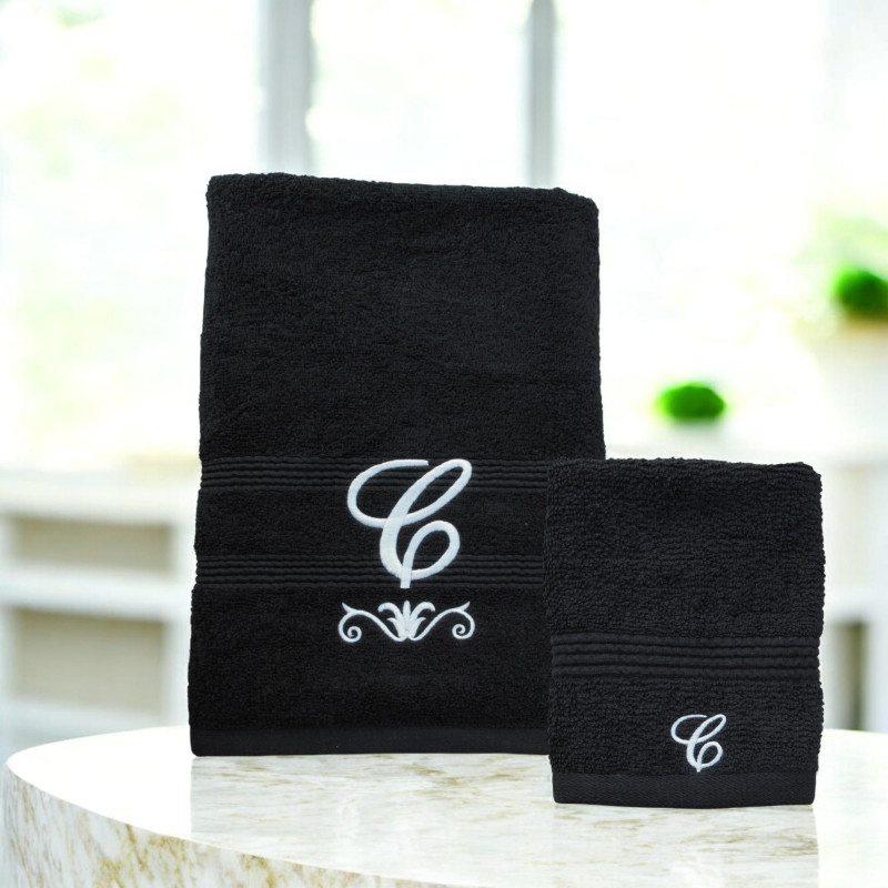 Monogram Flourish Hand and Flannel Towel Gift Set