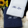 Personalised Towels Gift Set Couples Navy and White Bath Towels