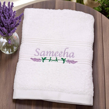Personalised Towel Lavender Flowers Towel