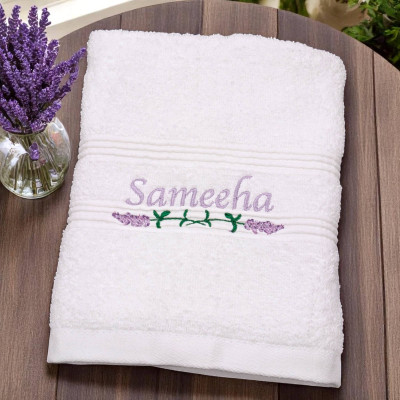 Personalised Towel Lavender Flowers Towel
