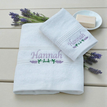 Personalised Lavender Towels Hand and Flannel Gift Set
