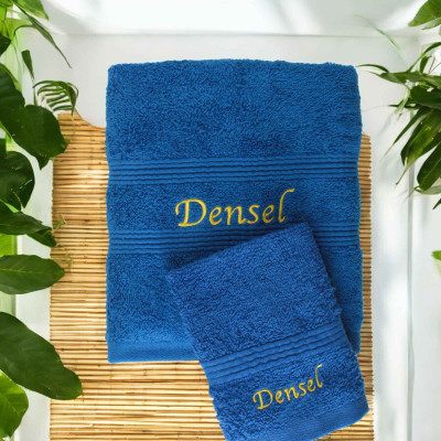 Personalised Royal Blue Towels Hand and Flannel Gift Set