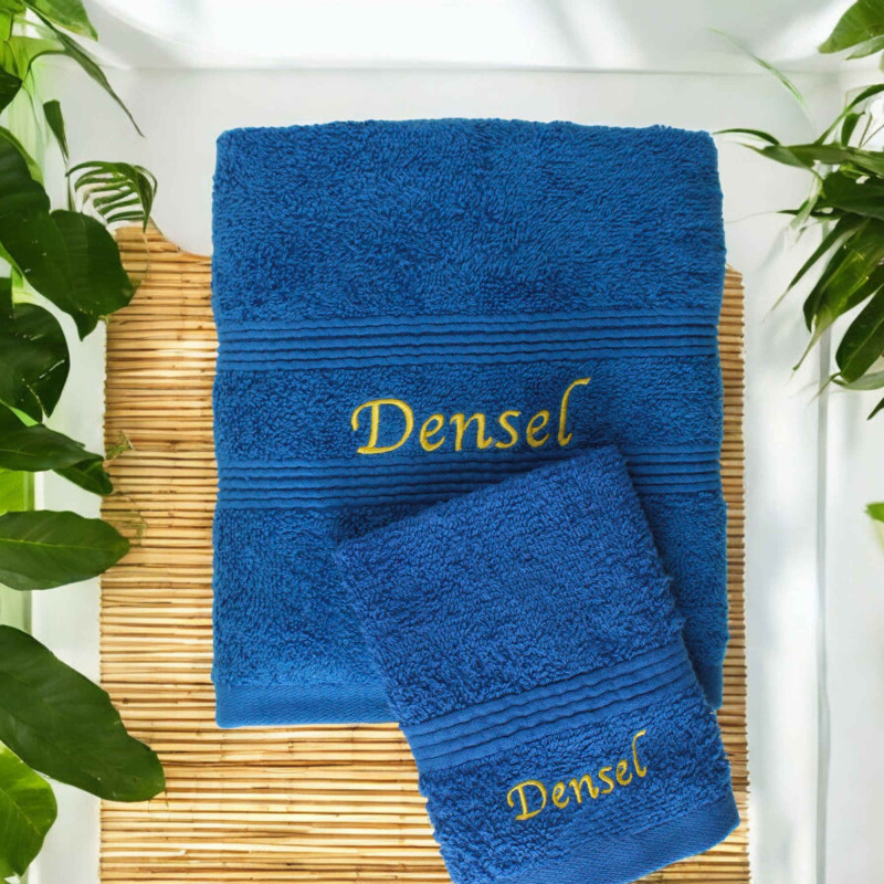 Personalised Royal Blue Towels Hand and Flannel Gift Set