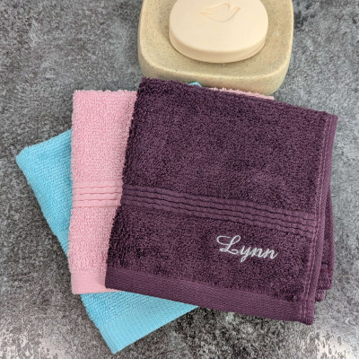 Personalised Flannel Small Script Embroidered Face Cloth