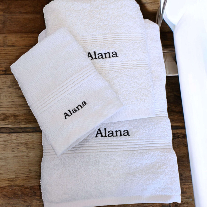 Personalised White Towel Bale Small Embroidery Towels Set