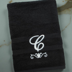 Embroidered Monogram Towel Flourish Initial Embroidered Bath Towels