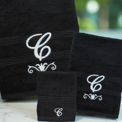 Monogram Bath Towels Flourish Initial Towel Bale