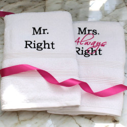 Mr Right Mrs Always Right Towels Bath Towels Gift Set