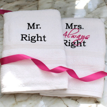 Mr Right Mrs Always Right Towels Bath Towels Gift Set