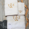 Anniversary Towels Set Couples Initials 3pc Gift Set