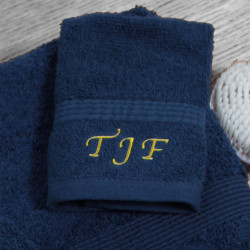 Personalised Flannel Navy Blue Embroidered Face Cloth