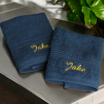 Personalised Face Cloths Navy Blue Pair of Flannels