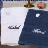 Personalised Towels Gift Set Couples Navy and White Bath Towels