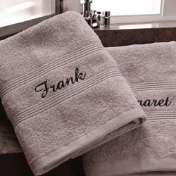 Personalised Grey Hand Towels Couples Gift Set