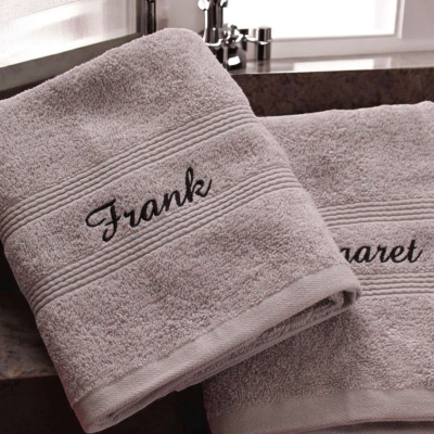 Personalised Grey Hand Towels Couples Gift Set