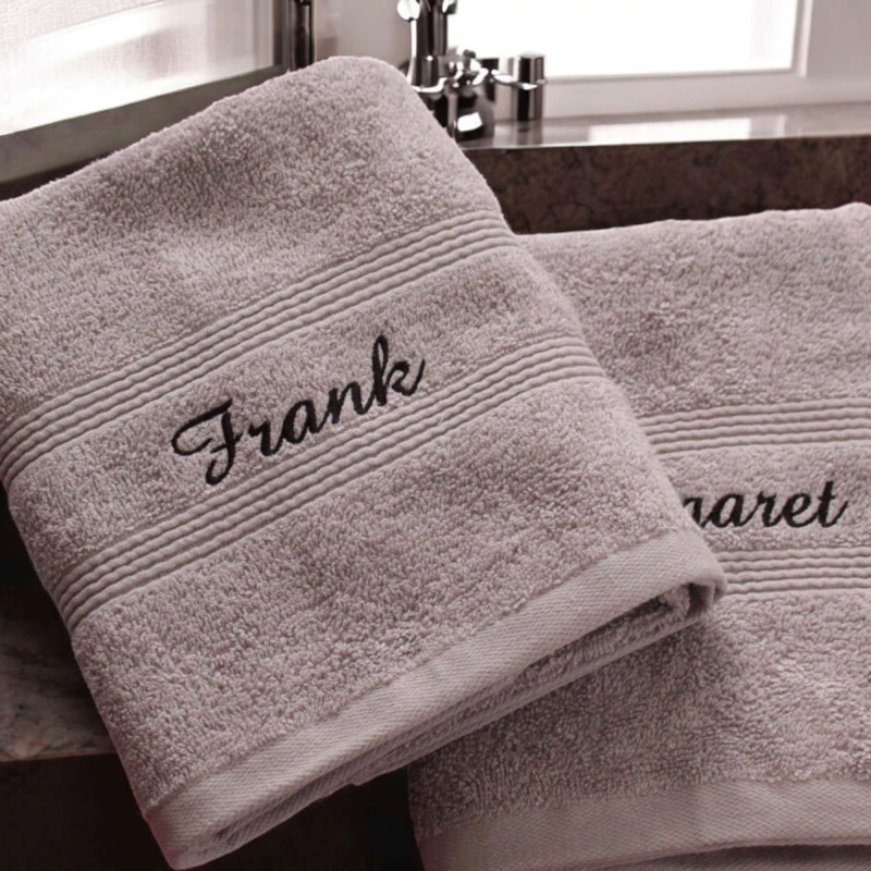 Personalised Grey Hand Towels Couples Gift Set
