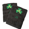 Embroidered Clover Towel Shamrock Black Hand Towel
