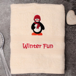 Penguin Towel Kids Embroidered Bath Towel