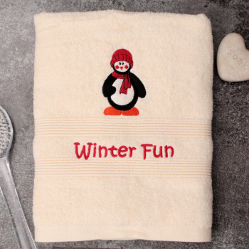 Penguin Towel Kids Embroidered Bath Towel
