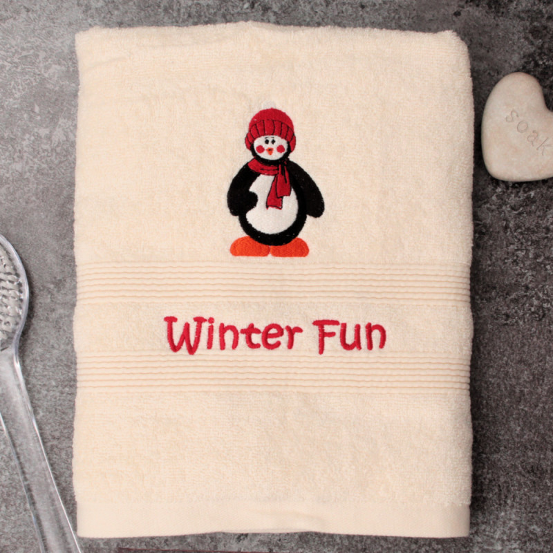 Penguin Towel Kids Embroidered Bath Towel