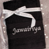 Personalised Black Towel with Gift Ribbon