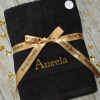 Personalised Black Towel with Gift Ribbon