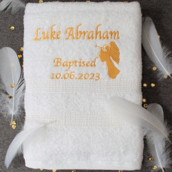 Baptism Towel White Christening Gift Towel Angel