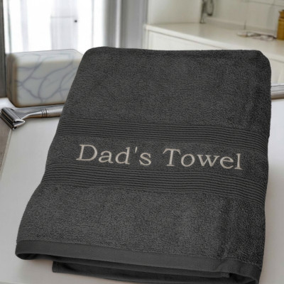 Personalised Charcoal Grey Towel Embroidered Bath Towels