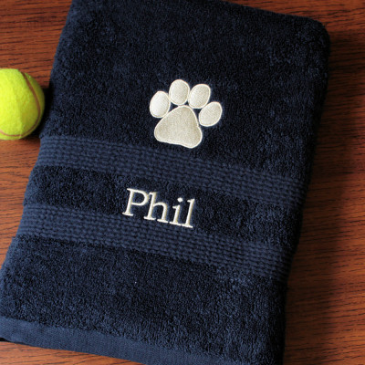 Large Pet Towel Personalised Dog Paw Print Towel
