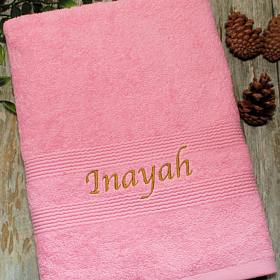 Personalised Pink Bath Towel Gift For Her Personalised Pink Bath Towel Gift For Her