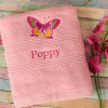 Butterfly Embroidered Towel Personalised Hand Towel