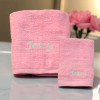 Personalised Towel Set Pink Hand Towel and Flannel
