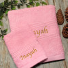 Personalised Towel Set Pink Hand Towel and Flannel