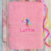 Personalised Unicorn Towel Embroidered Pretty Unicorn