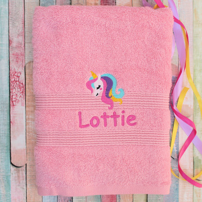 Personalised Unicorn Towel Embroidered Pretty Unicorn