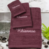 Personalised Embroidered Towel Set Purple 3pc Towel Bale
