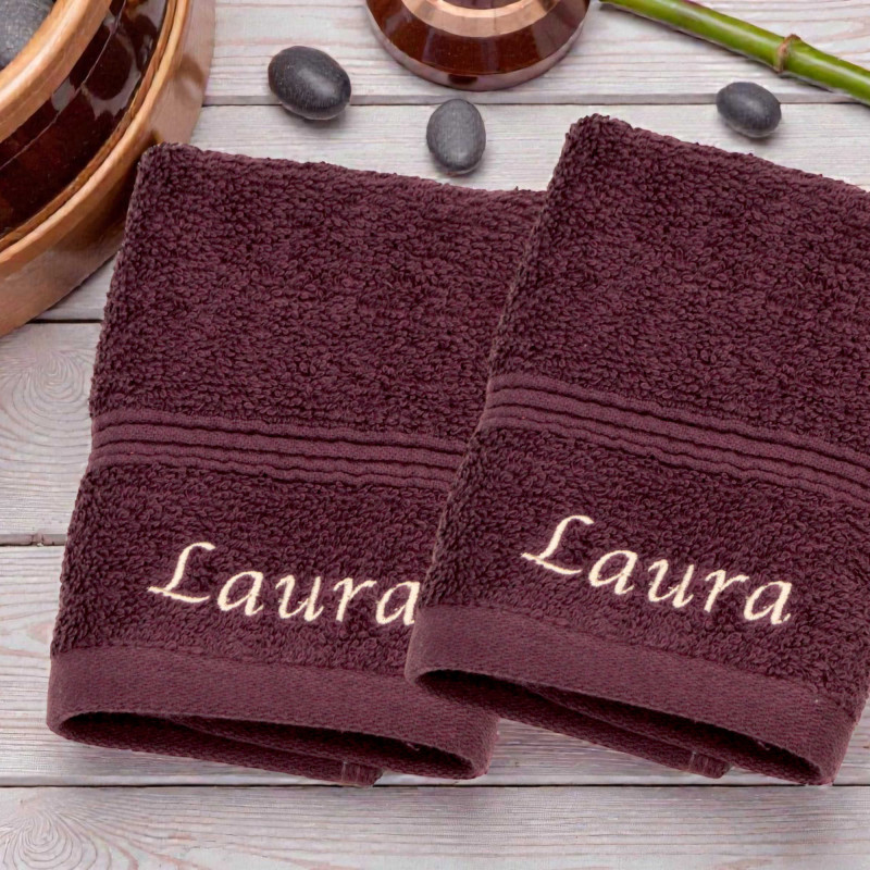 Personalised Flannels Purple Face Cloth Pair