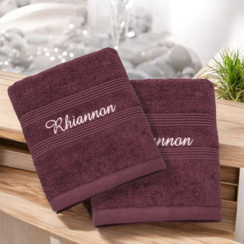 Purple Hand Towels Pair Personalised Gift Set