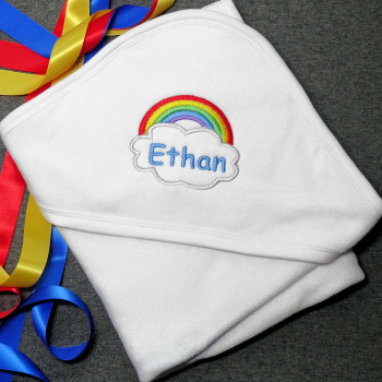 Personalised Hooded Baby Towel Rainbow Embroidery Bath Towel