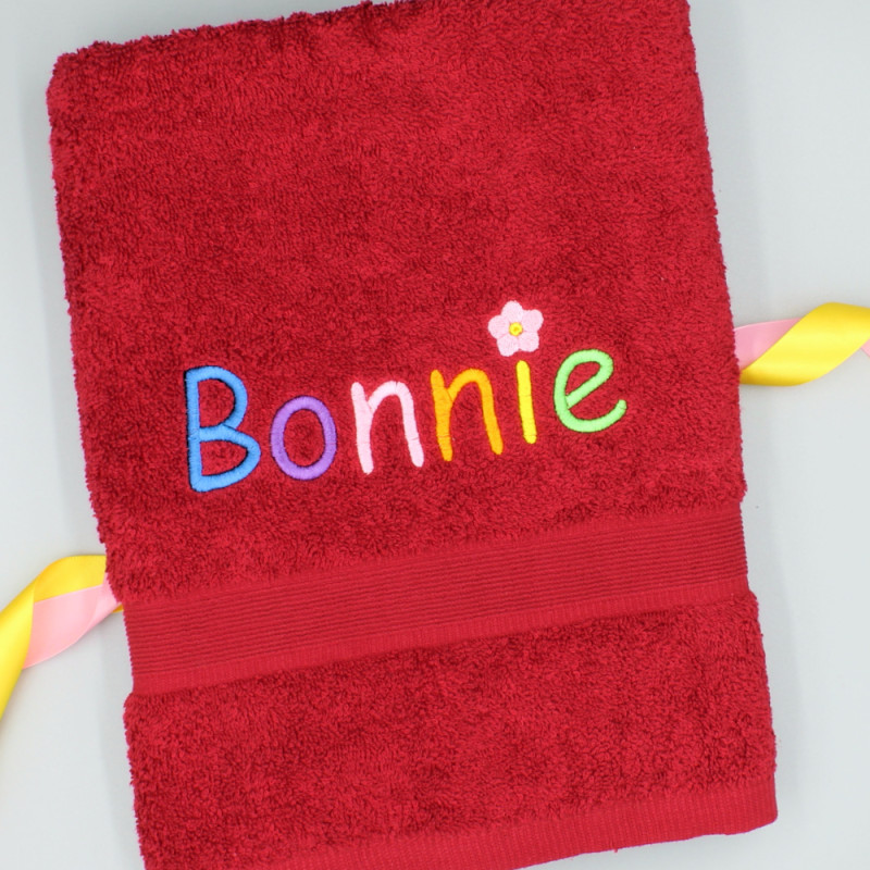 Rainbow Named Bath Towel Cheerful Embroidered Name Towel