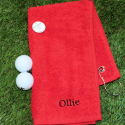 Personalised Golf Towel Red Golfing Towel