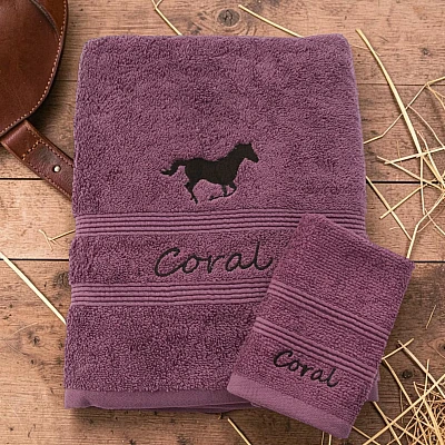 Horse Towel Gift Set Bath Towel and Flannel