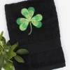 Embroidered Clover Towel Shamrock Black Bath Towel