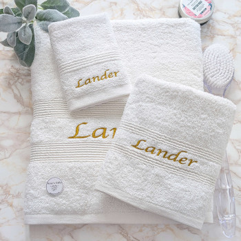 Personalised White Towels Large Sheet Hand Flannel Set