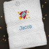 Space Rocket Towel Personalised Kids Bath Towel